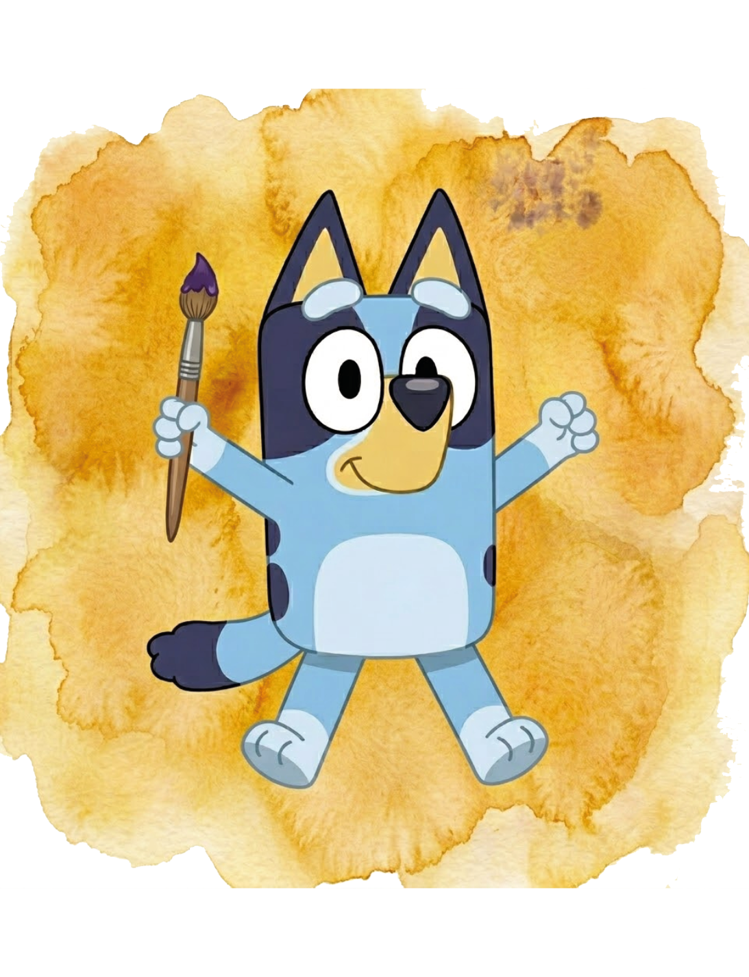 BLUEY CON UN PUNCEL EN LA MANO